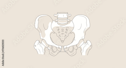 Anatomical Illustration of the Human Pelvis and Lower Spine.