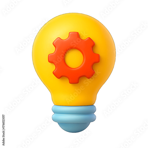 Electrician Lightbulb 3D Plastic Emoji with Transparent Background - Professional Innovation Symbol for Electrical and Repair Work