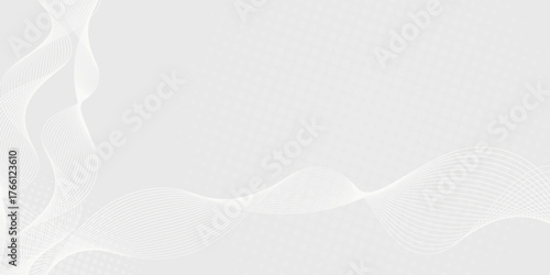 Futuristic gray white abstract background. shining wave lines pattern for banner, wallpaper, cover. Vector technology soft