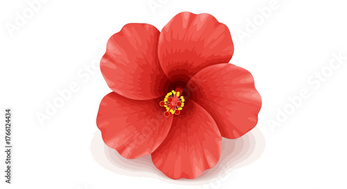 Vibrant Red Hibiscus Flower with Delicate Vector Detailing on White Background