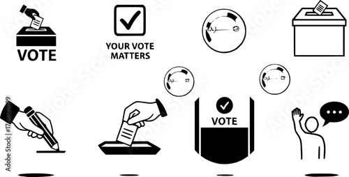 Election badge set with vote and your vote matters designs