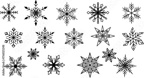 Snowflake set on isolated background. Isolated snowflake collection. Frost background. Christmas icon. Vector illustration