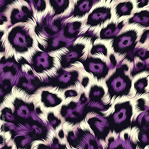 Trendy purple leopard background vector inspired by natural fur pattern ideal for creative textiles, wallpaper design, stylish decor, and fashion accessories.