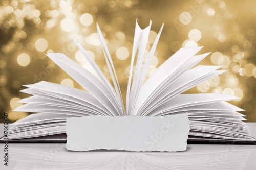 Handwritten white blank card and bible book