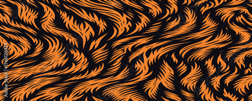 Wild tiger skin vectand pattern with textured fur stripes, ideal fand creative wallpapers, fabric prints, and tile designs.