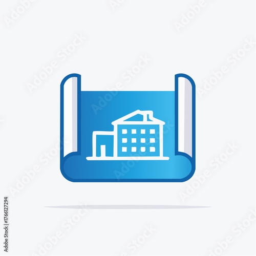 Conceptual blueprint icon displaying architectural design and engineering vision