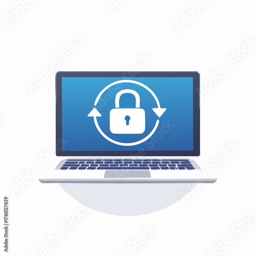 Digital security lock symbol on laptop screen representing data protection