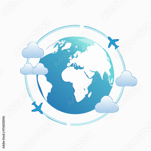 Global Journeys: Air Travel and Cloud Formations Circle the World Visualization