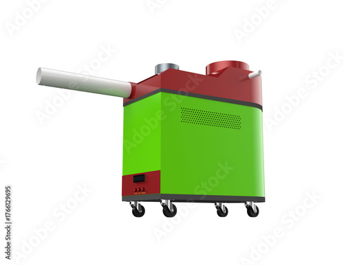 Modern Farming Ultrasonic Mist Generator: Professional Air Moisture Controller and HVAC Cooling Appliance for Controlled Environment Agriculture, Greenhouse Hydroponics, Digital Graphic Resource.