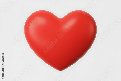 Vibrant red heart shape, symbolizing love, affection, and positivity against a plain background.