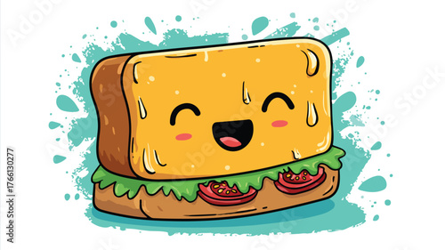 Adorable Sandwich Cartoon Vector Illustration for Foodies and Kids Menu Design
