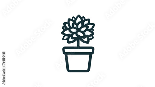 Elegant Flower in Pot Solid Icon for Interior Design Concept