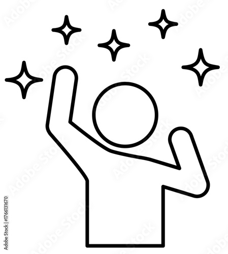 手を上げて喜んだり、業績アップや成績アップや目標達成や昇進に歓喜する人等	
