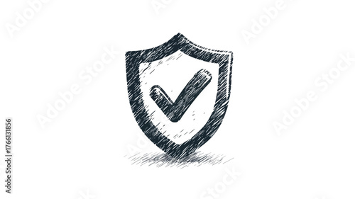 Secure Protection Shield with Check Mark Icon for Lock Security