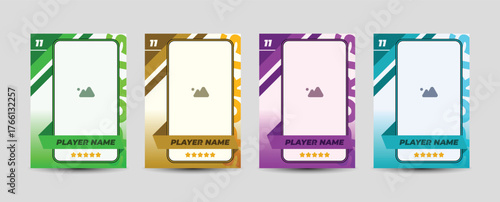 Trading card template design for sports, picture frame for player performance, photo frame or border collection for hockey, basketball and football player, sports flyer design, template eps 10.