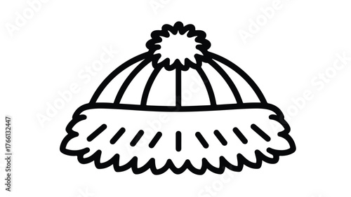 Vintage Fur Hat Line Icon Illustration for Winter Clothing: Timeless Elegance and Warmth