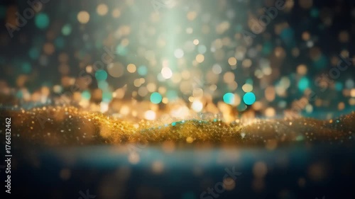 A mesmerizing abstract image featuring bokeh lights intertwined with sparkles. Concept for festive and celebratory