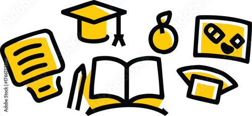 Education and learning concept with school supplies