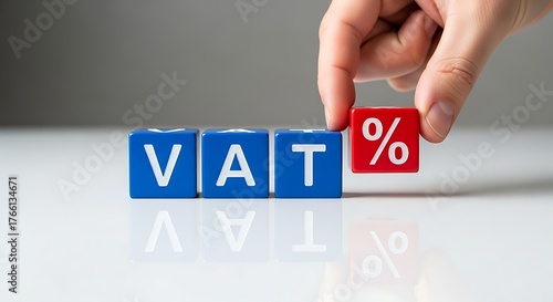 Reducing VAT value added tax for business financial savings with percentage symbol, tax strategy for entrepreneurs, small business taxes, tax rate
