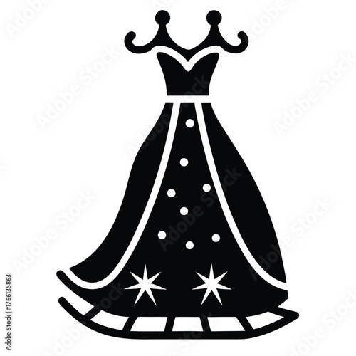 sleigh ride embroidered gown vector icon