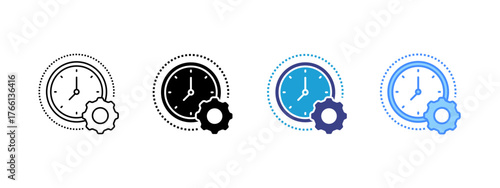 Clock icon set multiple style collection