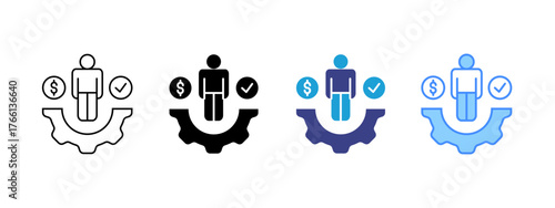 Management icon set multiple style collection