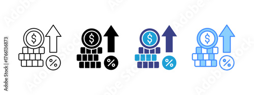 Profit icon set multiple style collection