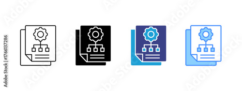 Workflow icon set multiple style collection