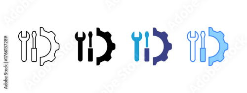 Tools icon set multiple style collection