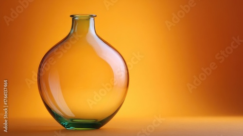 Elegant glass vase with unique shape and soft gradient against warm orange background creating a calming and artistic ambiance for home decor
