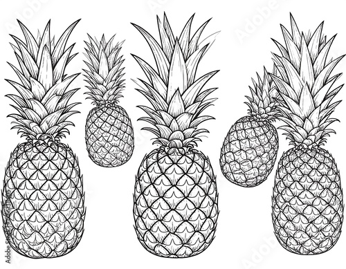 Monochrome pineapple illustrations