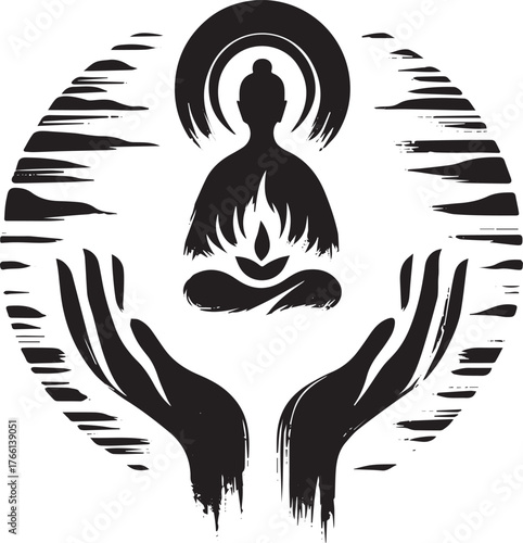 Abstract spiritual icon illustrating mindfulness and wellbeing concept design