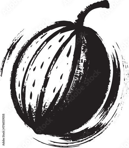 Elegant brushstroke illustration of Sapodilla fruit in sumi-e style