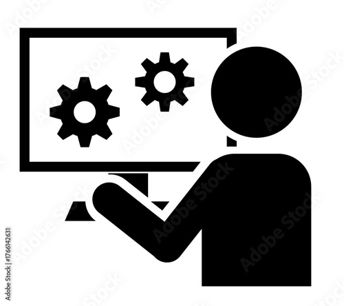 PCで作業するシステムエンジニアアイコン