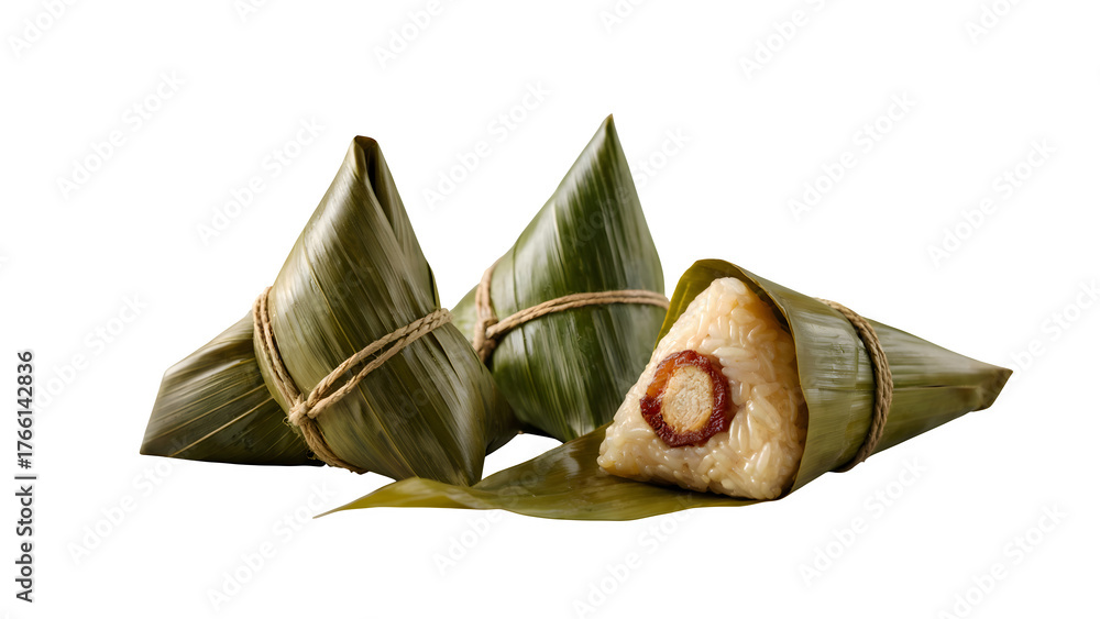Fototapeta premium Zongzi, traditional chinese rice dumpling isolated on transparent background