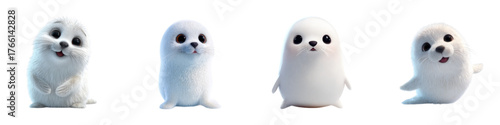 Adorable cartoon seal pups, a charming collection perfect for children's books, greeting cards, and heartwarming designs bring a touch of playful innocence to any project