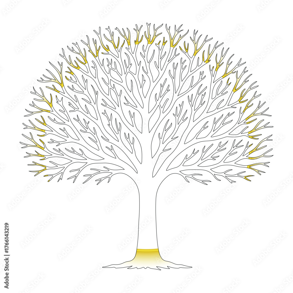 Naklejka premium abstract tree with yellow flowers