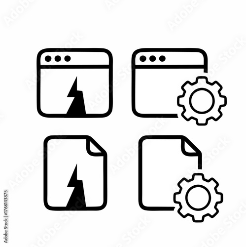Black and white Icon Multi-Style Vector Illustration