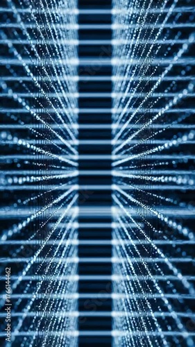 Abstract blue light tunnel background with perspective lines creating a futuristic digital space for technology and science concepts