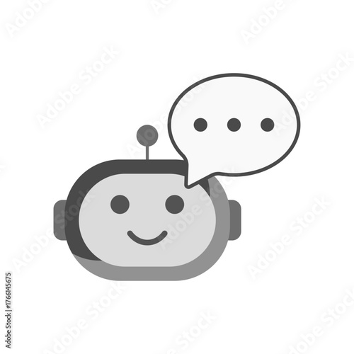 Friendly ai companion icon showing a smiling assistant face with chat bubbles. Ideal for customer support, personal chatbot, and conversational interface design concepts.