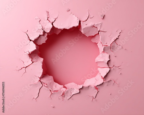 Pink Cracked Hole in Surface