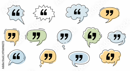 Speech Bubbles with Quote Marks Vector Illustration for Communication Design