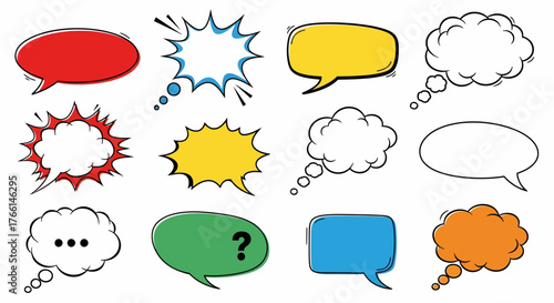 Colorful Speech Bubbles Vector Collection Engaging Communication Elements