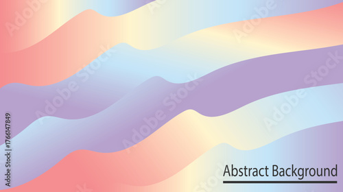 Holographic Abstract Wavy Background with Pastel Gradient Layers in Pink, Purple, and Yellow