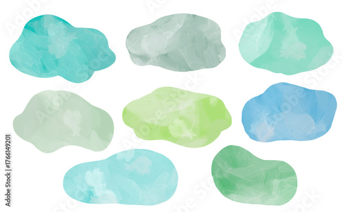 マーブル水彩風線画フレーム素材イラストセット
