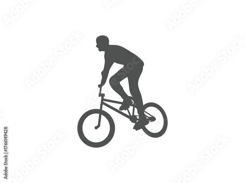 bicycle riding on a bike, cyclist set, silhouette vector