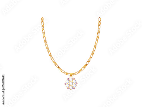 Gold Chain Jewelry with Gold Pendants. Gold Chain Fashion Design for Jewelry Vector illustration