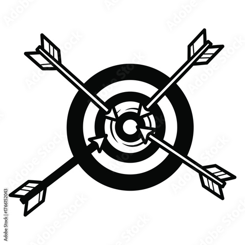Target With Four Arrows Hitting Center.
