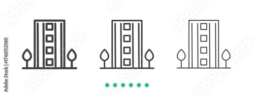 Apartment Building icon. Thin line icon vector