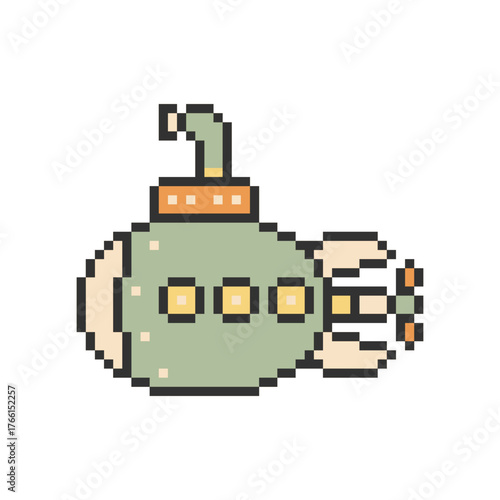submarine ship sea pixel art